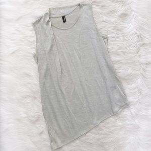 Stella Carakasi Gray Hemp Knit Asymmetrical Tank To Shirt Lagenlook